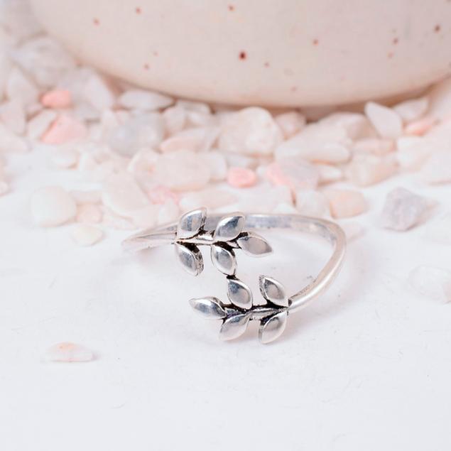 Adjustable Silver Leaf Ring | Dainty Botanical Wrap Brass Jewelry | Nature Inspired Gift for Her