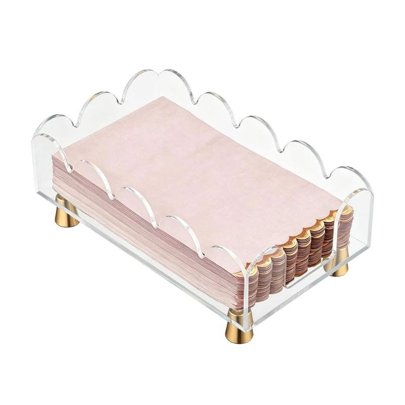 Acrylic Table Napkin Holder for Dining Table, Coffee Table, or Breakroom Table, Clear Direct Access Tray with Raised Base Profile Indoors