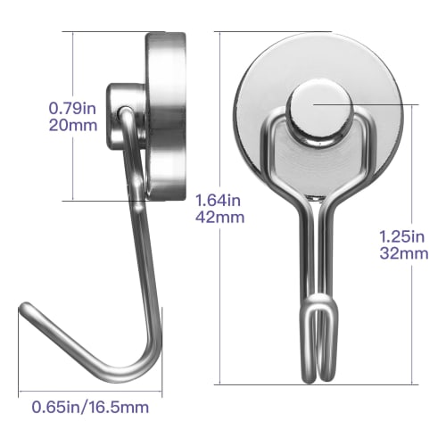 BTLIN Magnetic Hooks, Strong Neodymium Magnets, 20mm Diameter, Maximum Load Capacity 15kg, Suitable for Kitchens, Refrigerators, and Offices, Pack of