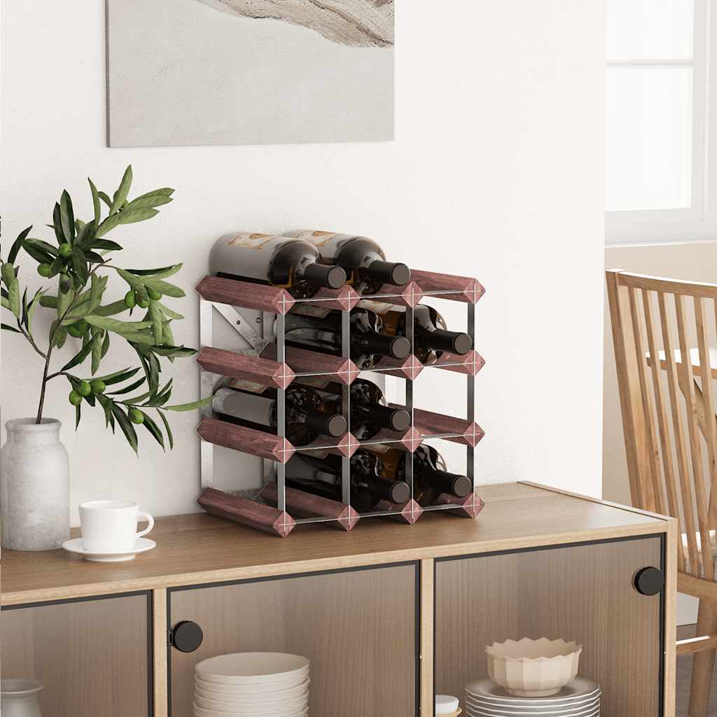 Vidaxl 12-Bottle Wine Rack, Brown, Solid Pine Wood