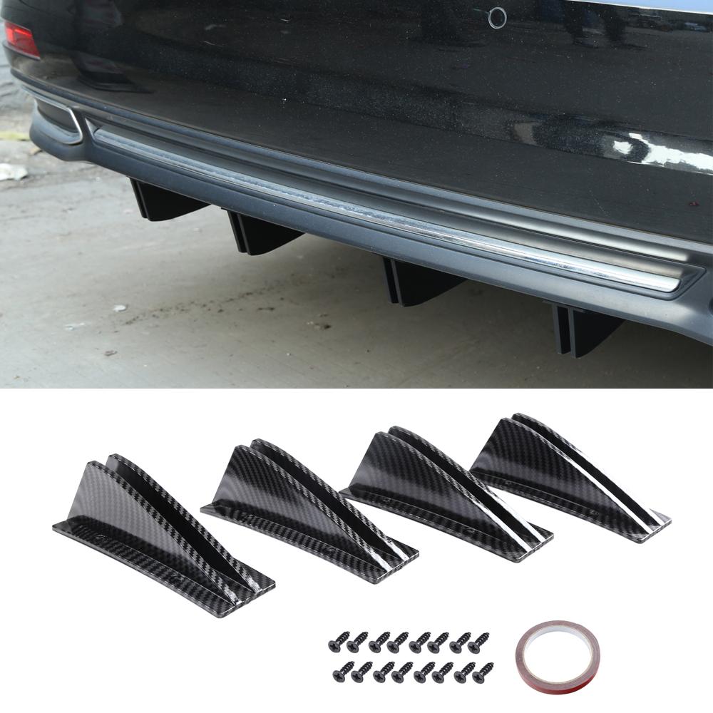 4x Car Rear Bumper Spoiler Lip Diffuser Carbon Fiber Style Anti-collision Trim