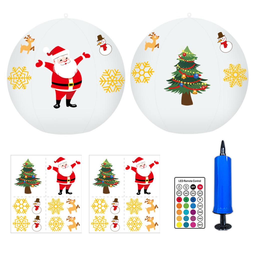 2PCS Solar Powered LEDs Floatings Pool Lights with 2PCS Santa Claus Design Sticker RGBW 16 Color