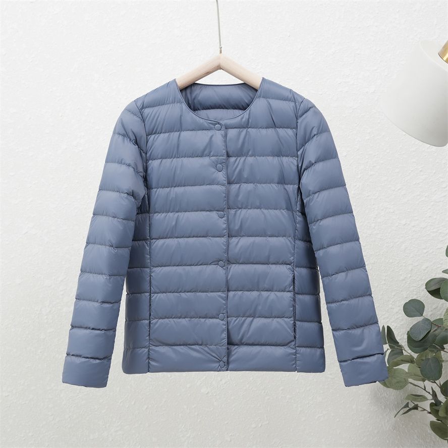 Lightweight and Warm White Duck Down Coat for Women, Simple and Stylish Outerwear