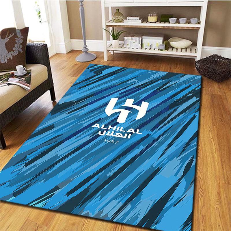 Tappeto Al-Hilal Saudi FC per Soggiorno Camera da Letto Casa Decorazione Divano, Tappetino Antiscivolo per Giochi Bambini