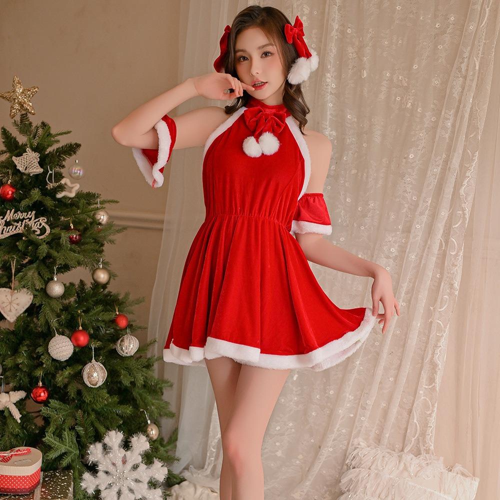 Sex Underwear Sexy Tube Top Plush Christmas Dress Flirting Cosplay Pure Desire Buttocks Short Skirt Sex Dress