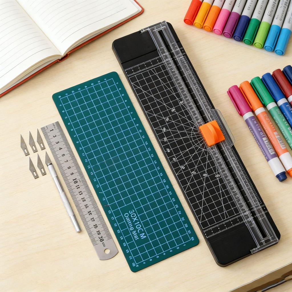 Dual Blade Portable Paper Cutter - Durable Sharp Craft & Office Knife for Students and Artists