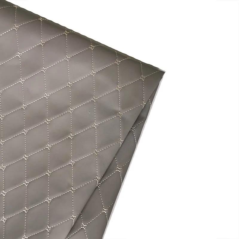 100x140cm Embroidery Quilted PVC Leather Fabric for Car Floor Mat Seat Decoration Faux Leathers Upholstery Wall Craft Material