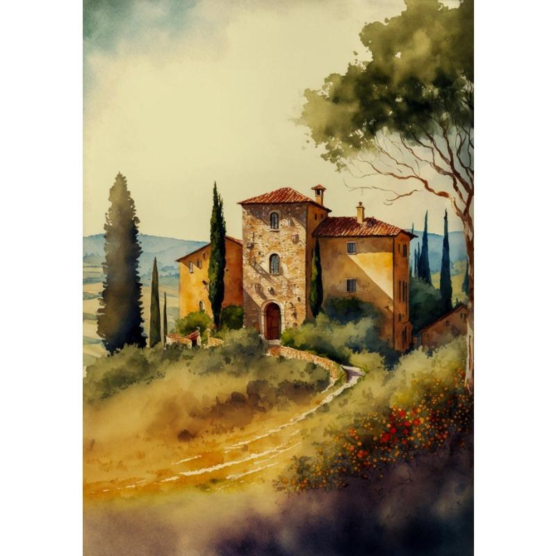 Amalfi Coast and Tuscany Vineyard Landscape Poster Italy Travel Wall Art Picture Canvas Painting for Living Room Home Decor