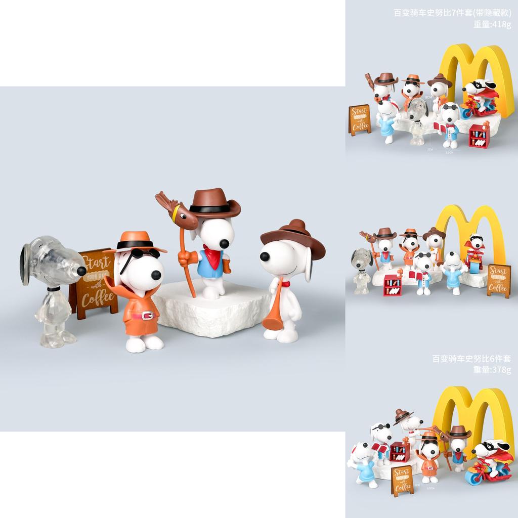 Snoopy Motorcycle Collectible Figurine Pvc Kids Toy With Assembly For Fans