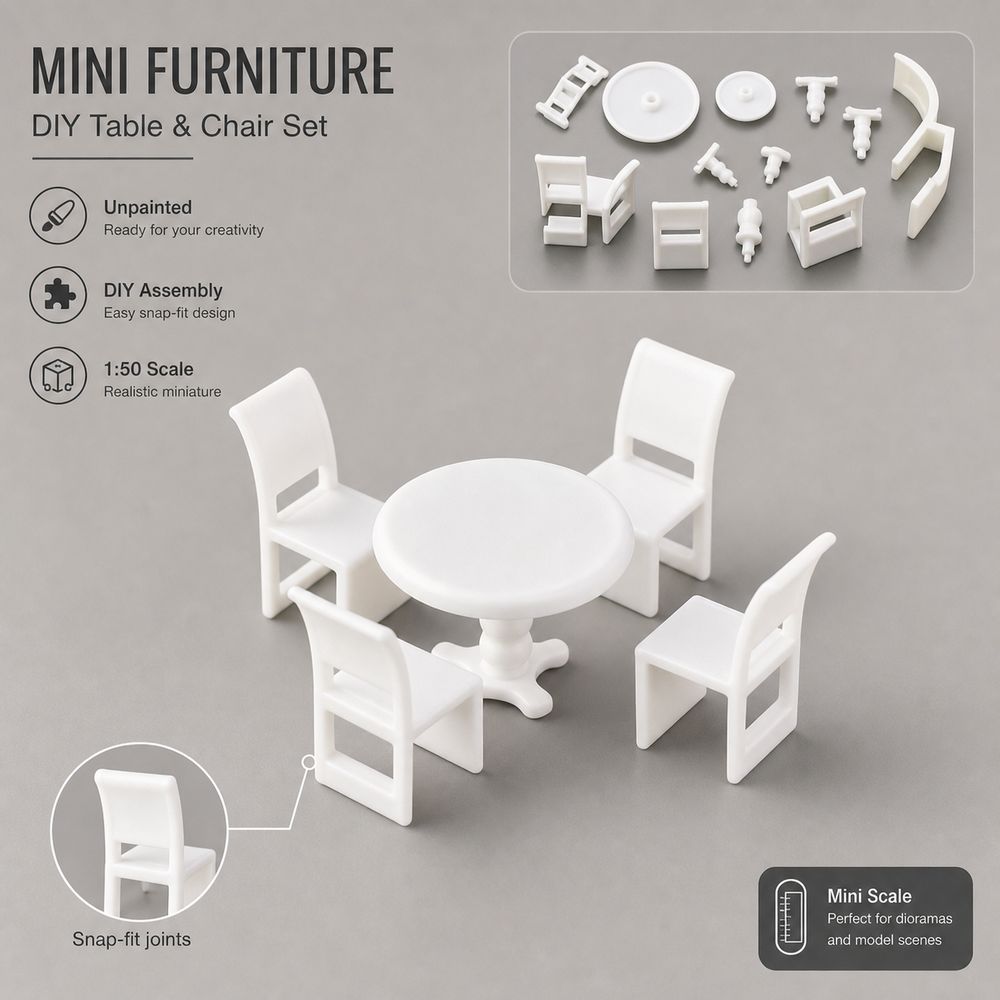 2Set Miniature Miniature Furniture Model Self Assembly Dollhouse Furniture Set  House Decoration