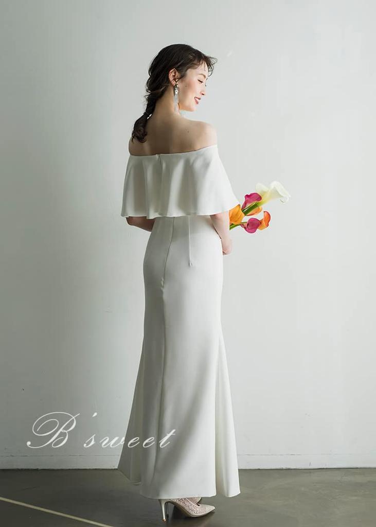 Mermaid Wedding Long Sleeve White Bridal Perfect for Wedding Photos B'sweet Dress, Women's Dress, Pre-wedding [wd514ls] (S, White)