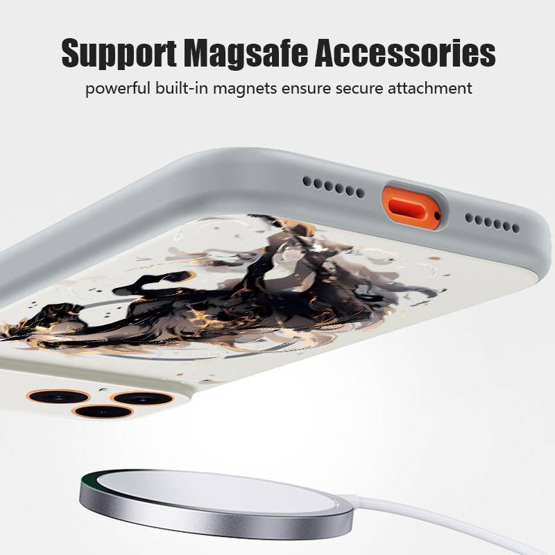 Running Horse Print Magnetic Phone Case For iPhone 17 Pro Max 16 15 14 13 Pro Max For Magsafe Wireless Charge Hard PC Back Cover