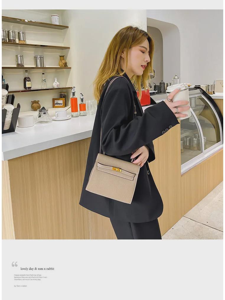 Damska 2024 Jesień/Zima Miękka Skóra Wszechstronna Torba na Ramię i Przez Ciało Mała Kwadratowa