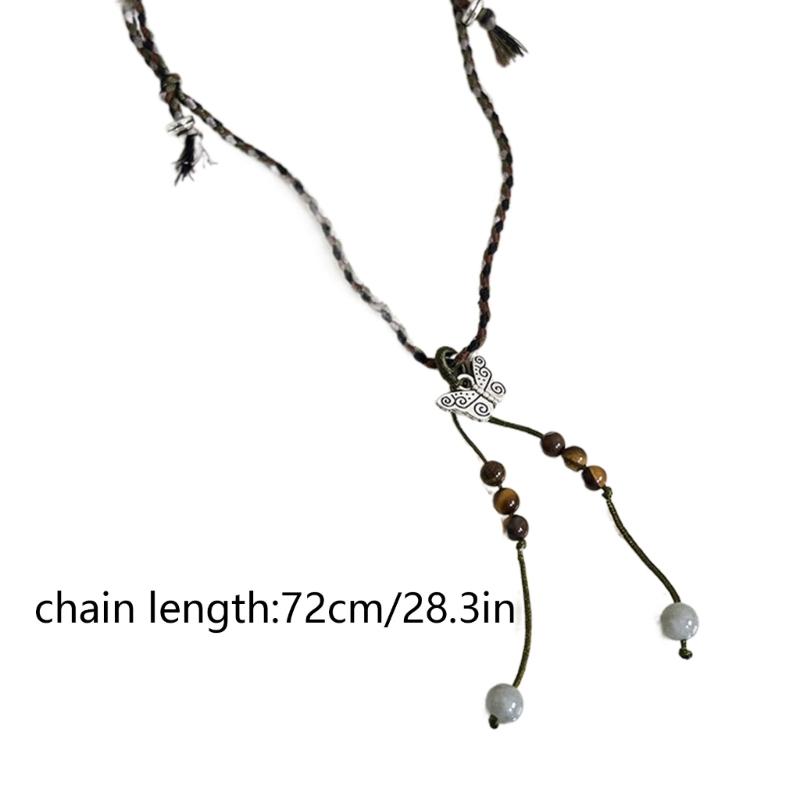 Exquisite Halskette im traditionellen chinesischen Stil Ethnischer Stil Anhänger Halskette Antike Kordel Schmetterlingsblumen-Charms Kette