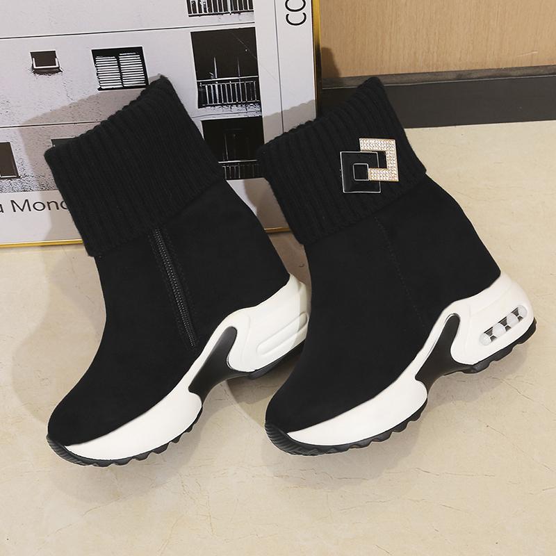 Fashion Aphixta Winter Snow Boots 5cm Height Increasing Women Shoes Short Plush Wedge Heel Ladies Shoes botas mujer invierno 2025