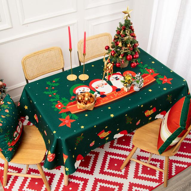 Year 'S Day Santa Claus Tablecloth Restaurant Decoration Tablecloth Waterproof And Antifouling Lattice Coffee Table Cloth