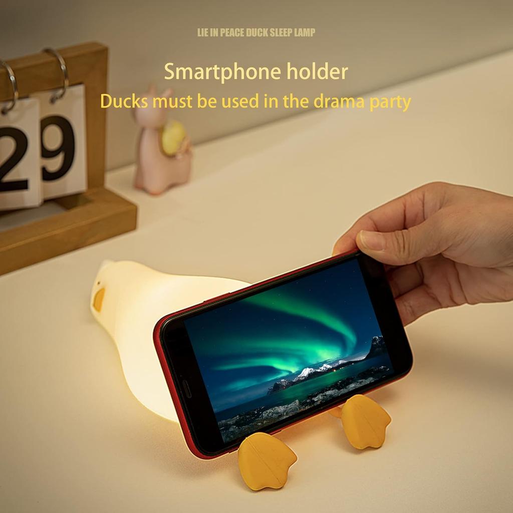 LED Lying Flat Duck Night Light, 3 Level Dimmable Nursery Nightlight,Cute Lamps Silicone Squishy Light Up Duck,Home Room Decor