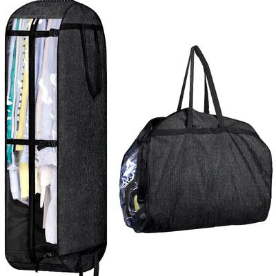 Heavy-Duty Oxford Hanging Garment Bag with Clear Window & Secure Buckle Straps - Half-Foldable Travel, Moving Closet Storage Bag