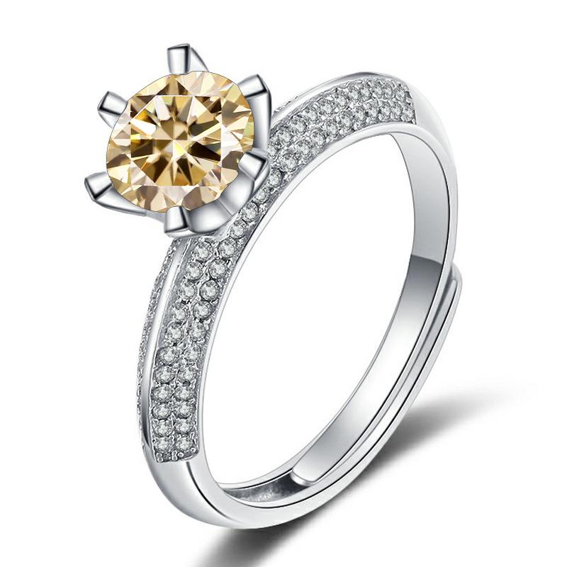 Luxusní D Color 1 Carat Moissanite Diamond Prsten Dámský S925 Sterling Silver jemné šperky na svatbu Nastavitelná velikost
