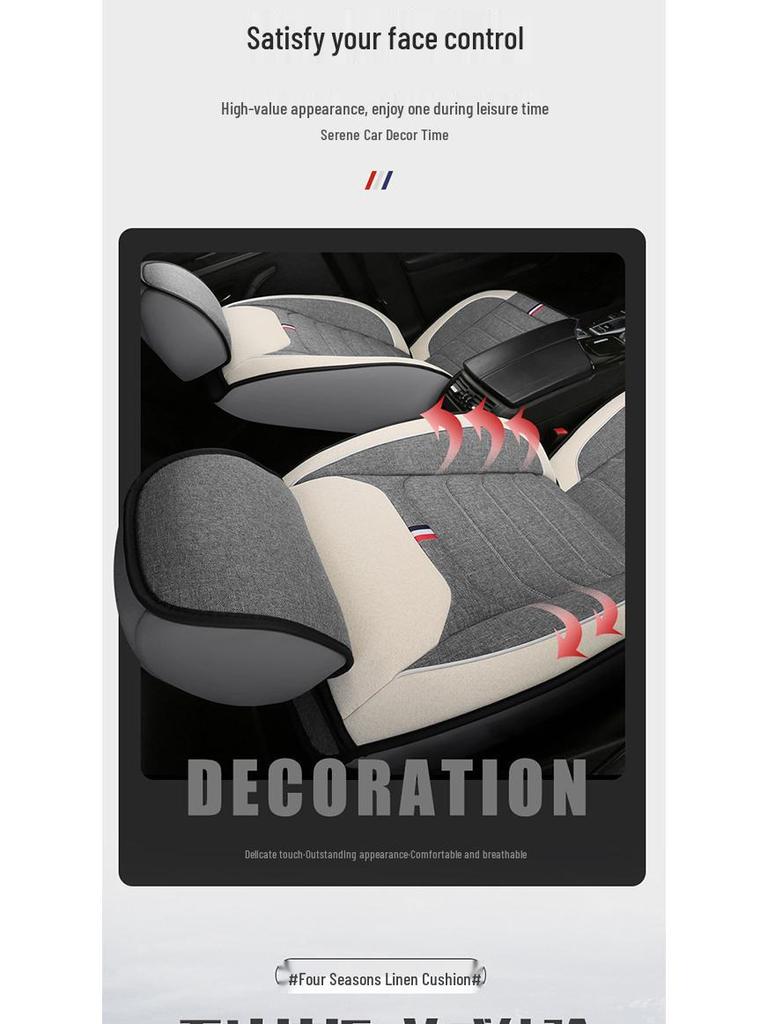 Linen Universal Car Seat Cover - Non-Slip, Full Wrap, All-Season Use