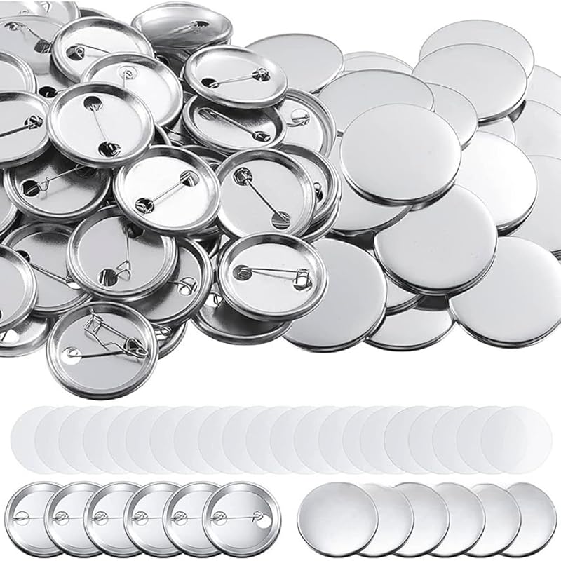 Ailunate Badge Material, Parts for Badge Machines, Badges, Pin Badges, Round, Plain Metal, DIY Crafts, Set of 100, 58mm