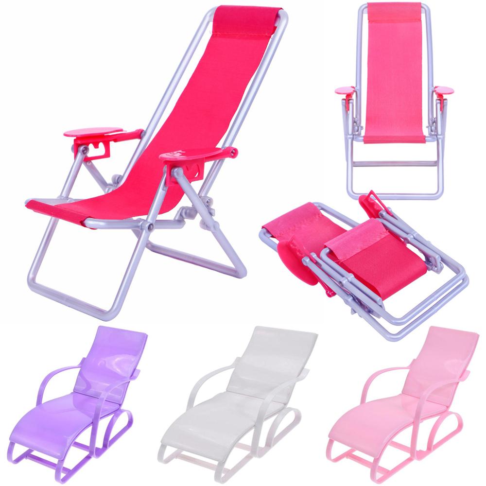 Furniture1:6/1:12 Plastic Garden Bench Chair Doll Beach Chair Foldable Deckchair Dollhouse Decor Doll Chair Toy Doll Accessories