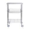 Kitchen Utility Cart, 3 Tiers, Wire Rolling Cart with 470LBS Capacity, Steel Service Cart On Wheels, Metal Storage Trolley with 76mm Basket Curved