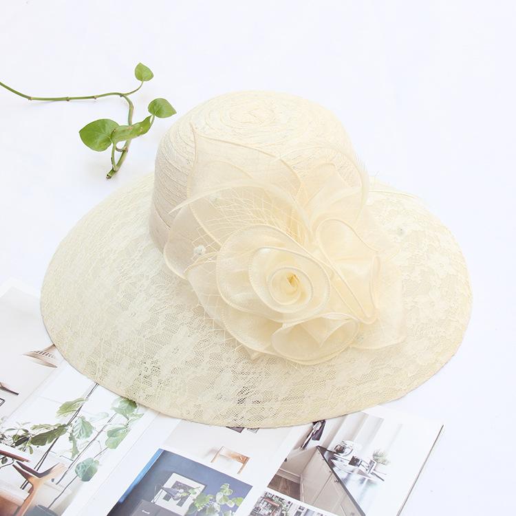 Temperament Lace Mesh Flower Big Edge Hat Children Summer Seaside Sunscreen Beach Hat Vacation Sunshade Cool Hat
