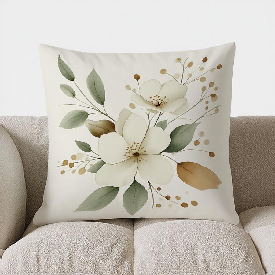 

Home Decor Elegant Leaf & Dots Pattern Throw Pillow Pattern Cushion Cover Suitable For Sofa Bedroom Car Pillow Cover 40x40cm
