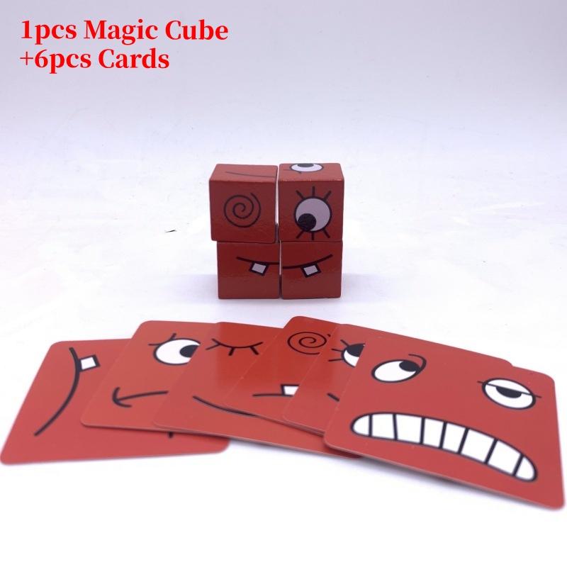 Dq Wooden Expression Changing Cube Puzzle Toy For Children Tabletop Game Challenge Level Toy