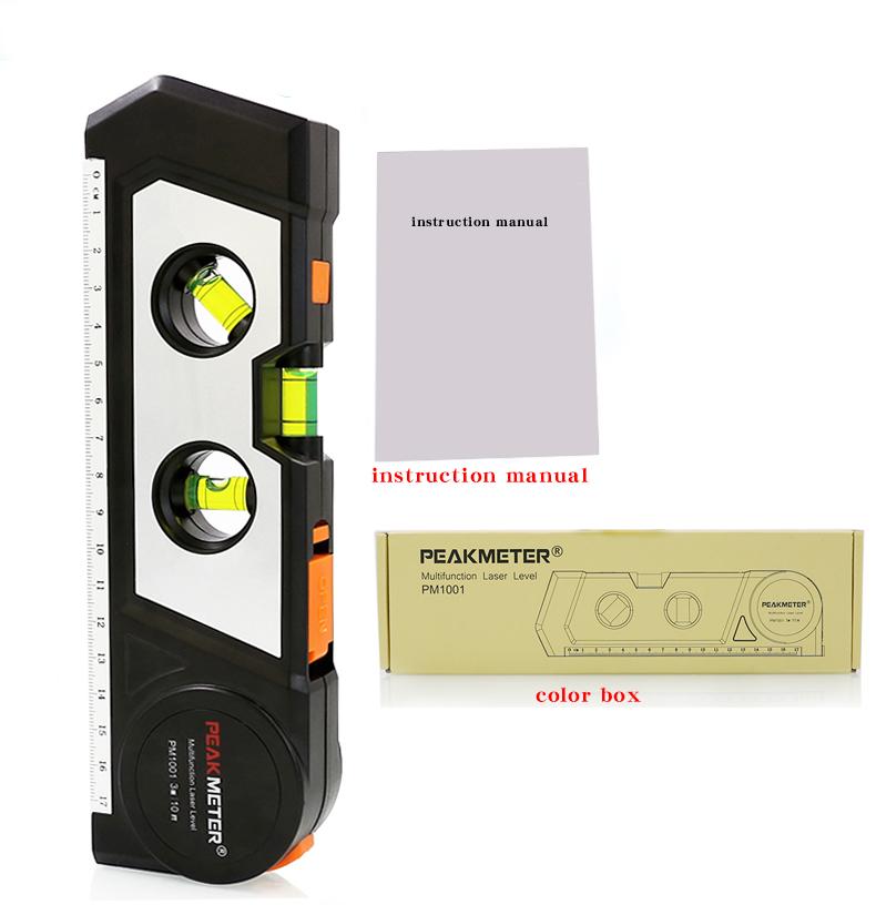 

PEAKMETER PM1001 Высокоточный инфракрасный лазерный многофункциональный 4-в-1 уровень с пузырьковой линией и проектором рулетка