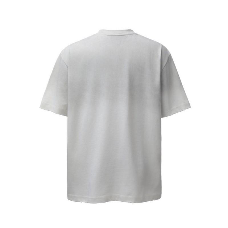 Creative Printed Letter T-Shirt Men Casual Loose Fit Short Sleeve Streetwear Trendy Vintage Distressed Tee