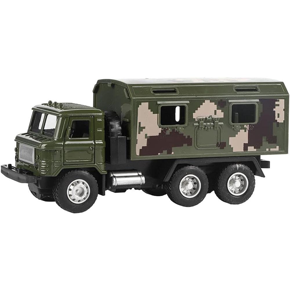 Model vojenského obrněného auta 1/43 vojenského nákladního automobilu, model vozidla se simulací kojenců pro dětskou zatahovací hračku se světelným zvukem (Starožitný lékařský vůz)