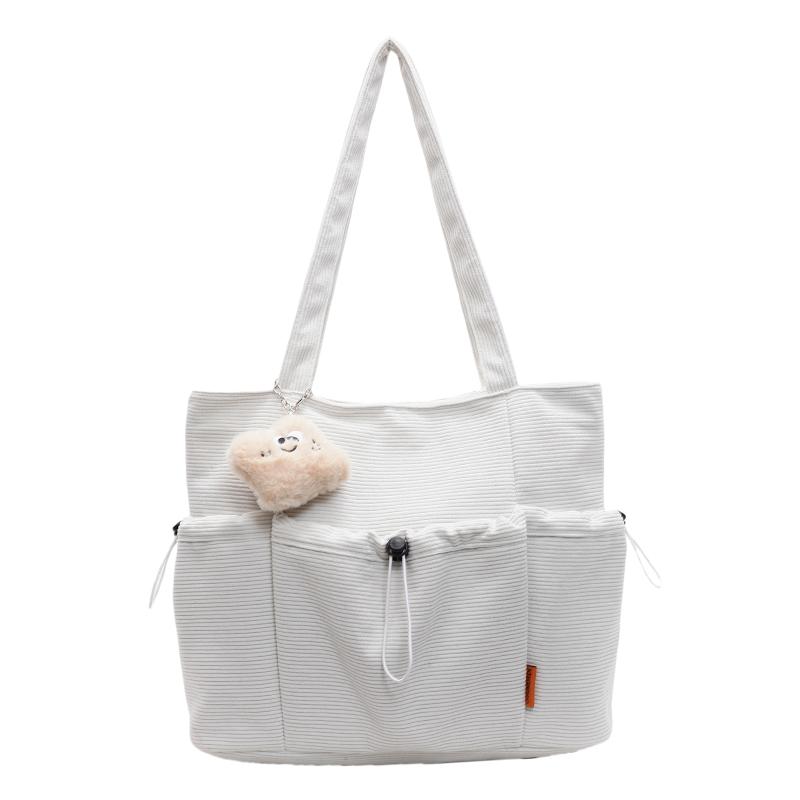 Large Capacity Handbag Student Class Commuter Corduroy Bag Women's Shoulder Tote Bag