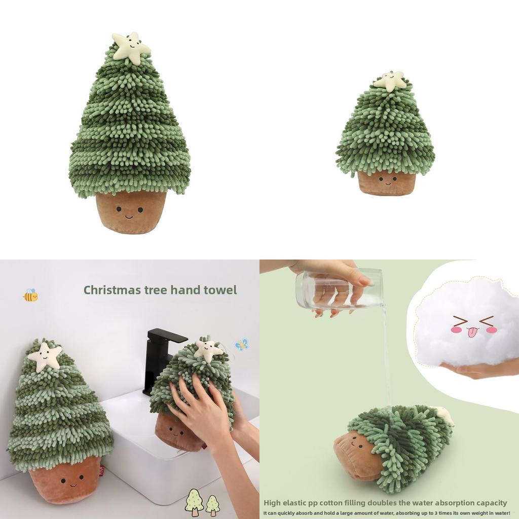 Cartoon Christmas Tree Hand Towel Plush Toy With Multifunction Cleaning For Kids And Adults