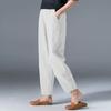 Women's Baggy Pants Cotton Linen Wide Leg Trousers Casual Elastic Waist Patchwark Harem Pants