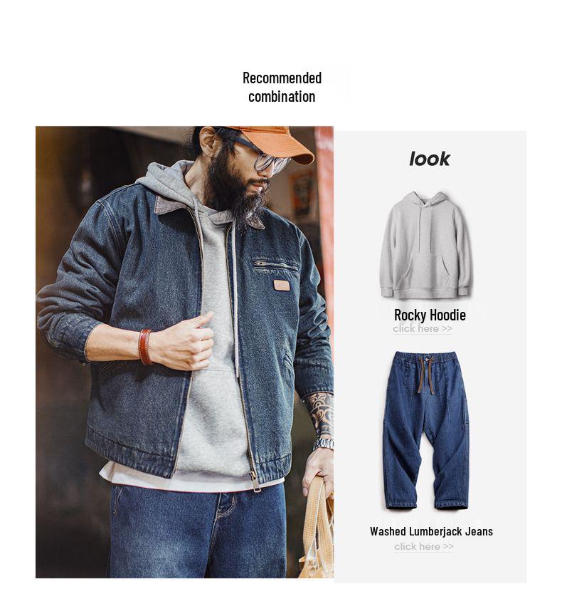 Men's American Retro Denim Detroit Jacket: Washed & Distressed Casual Lapel for Spring