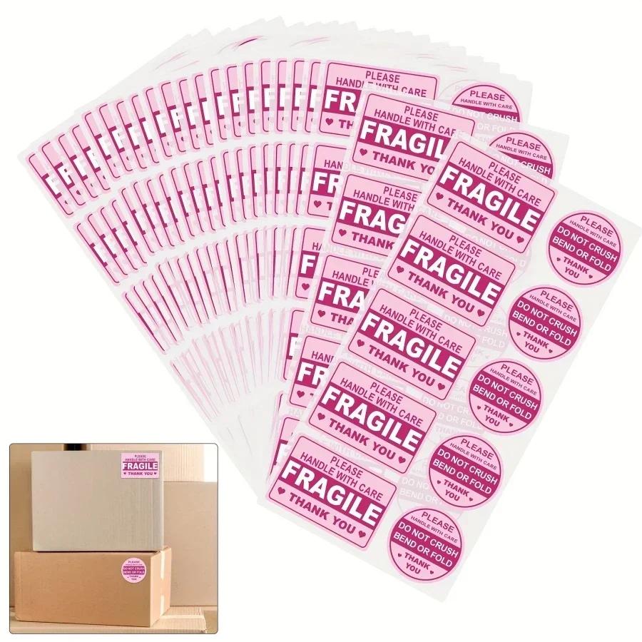 100 Pcs Fragile Stickers for Shipping - No Fold, No Fall Off - Waterproof Packaging Labels for Mailing & Boxes