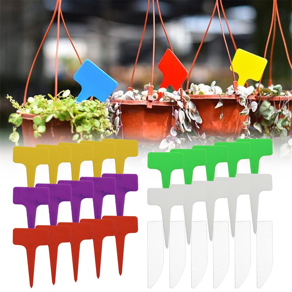 20/100Pcs Garden Plant Labels T-Type Flower Tags Plastic Nursery Seedling Tray Signs Waterproof Bonsai Varieties Tagging Markers