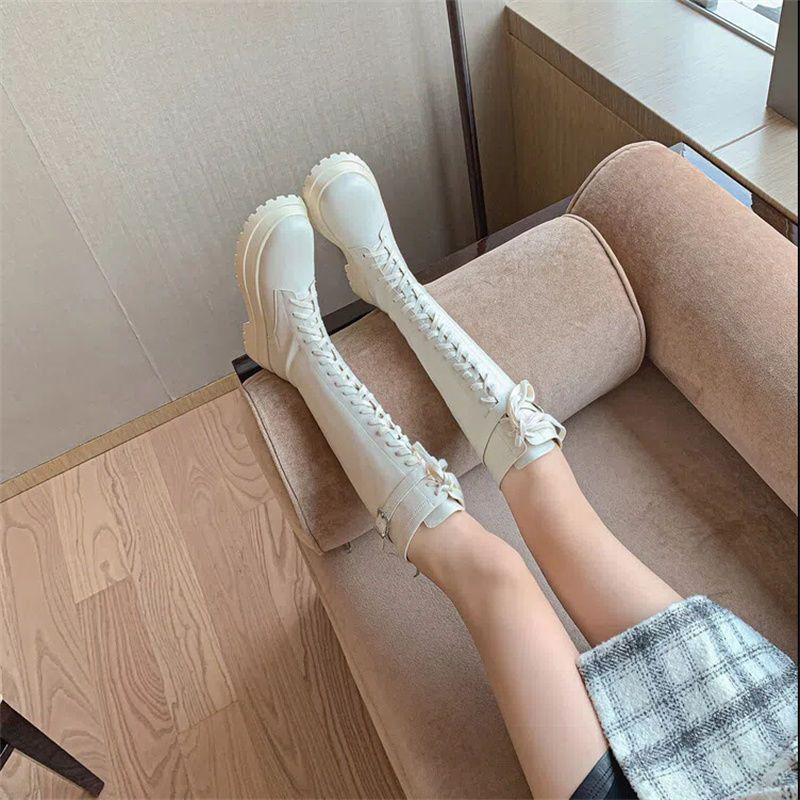 Fashion Women's Knee High Boots High Quality Leather Boots Outdoor Platform Boot Elastic Long Boots for Women Knight Booties Botas Mujer