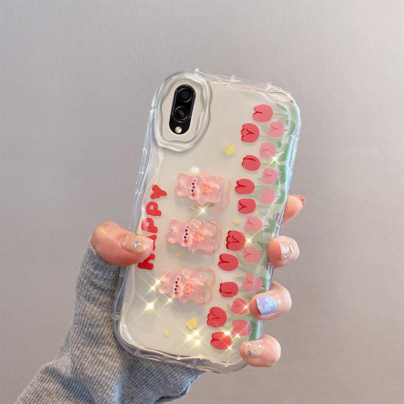 Samsung A20, M02, A03, A52S Silicone Case: Cute Cartoon Doll Design, Anti-Fall, Flower Bracelet for Women