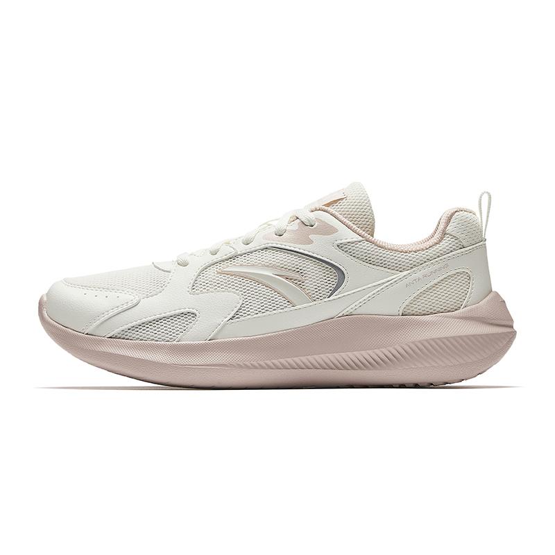Anta Casual Fashion Comfortable Shock Absorbing Breathable Non-Slip Low-Top Running Shoes Women sneaker Ivory-White Silver Lotus-Gray 922535507-2