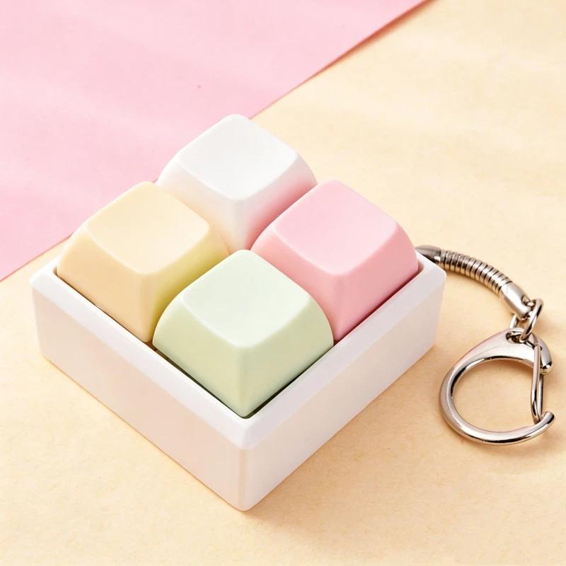 Mini 4 Keys Mechanical Keyboard Fidget Keychain Satisfying Click Sound Unique Gift for Keyboard Enthusiasts Friends
