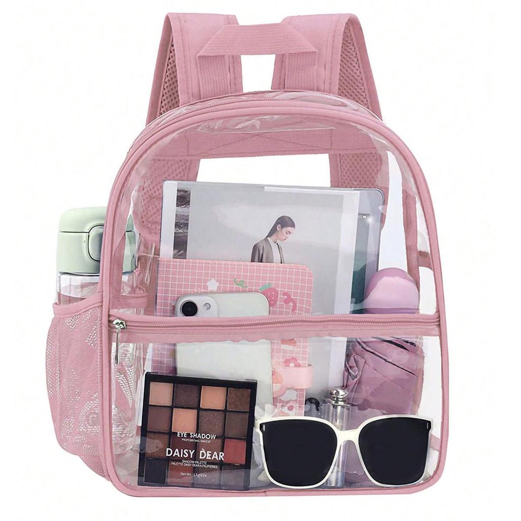 PVC Transparent Double Shoulder Backpack Waterproof Outdoor Portable Backpack Large Capacity Simple Student Schoolbag