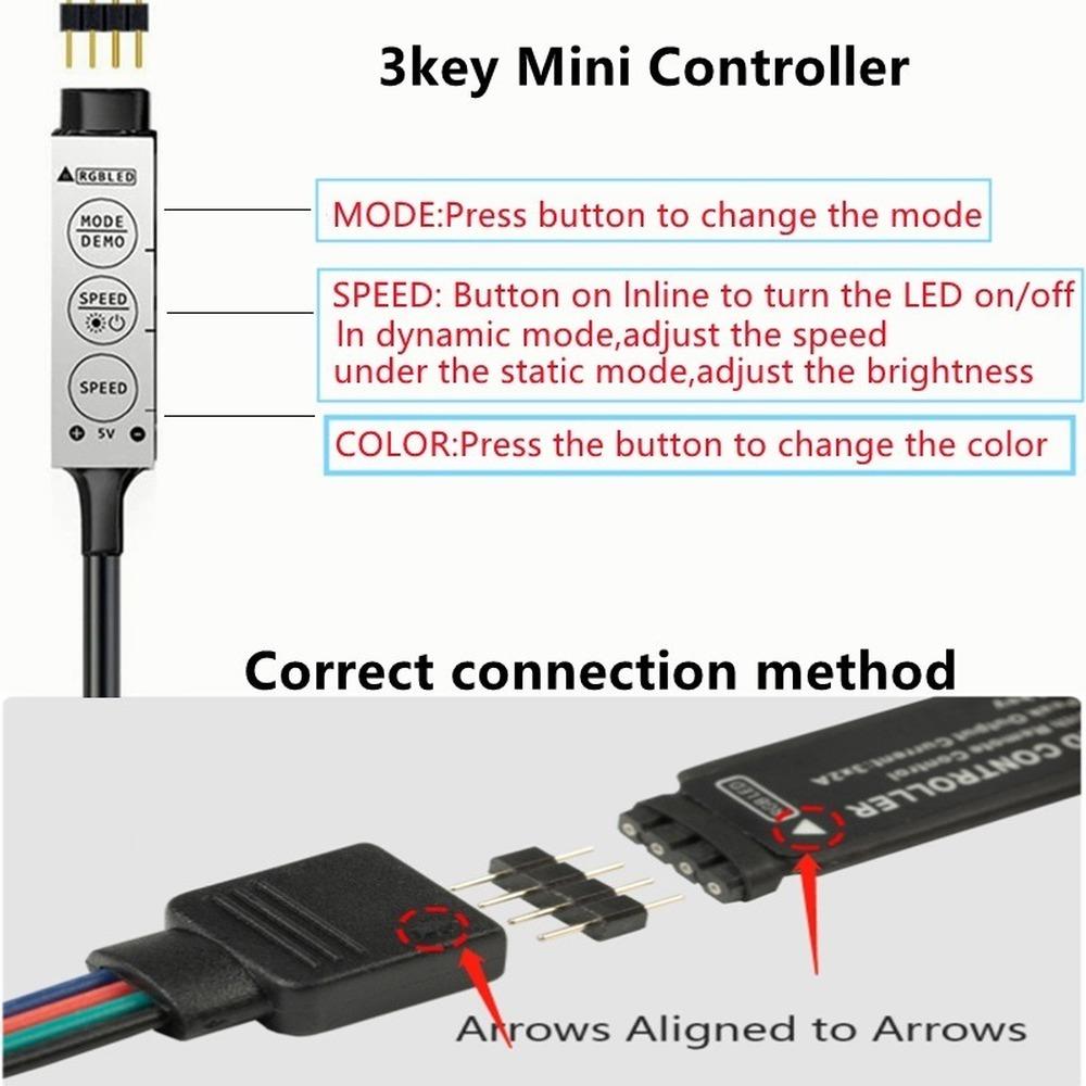 LED Lights StripS Bluetooth USB 5V LED Strip RGB Flexible LED Lamp Tape Ribbon RGB TV Desktop Screen BackLight Diode Tape 30 LIght/M Not Waterproof