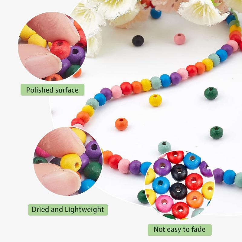 6-25MM Wood Beads Round Wood Ball Loose Spacer Beads for DIY Jewelry Craft Making Home Decoration Christmas Tree Farmhouse