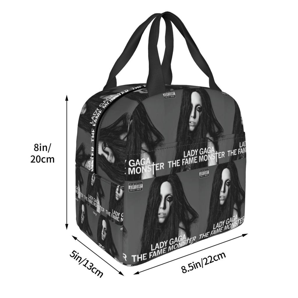 Lady Gaga,The Fame Monster Insulated Lunch Bag for Women Children Portable Food Boxes Thermal Lunch Box Tote