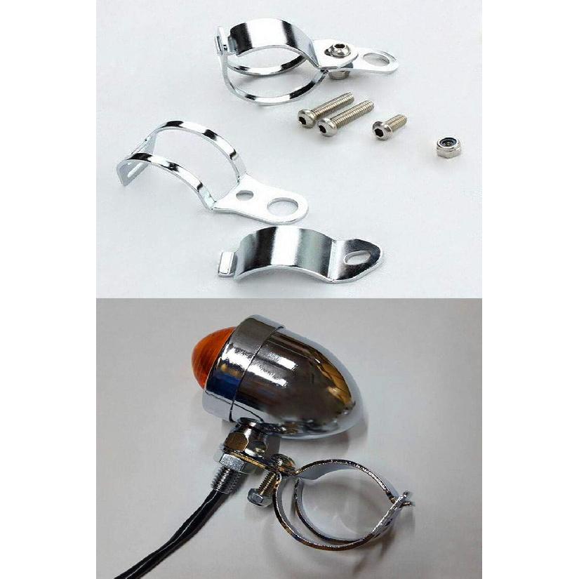 1pair Metal Motorcycle Modified Turn Signal Light Indicator Mount Bracket Clamp 30-45mm (Chrome)