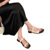 Design Sense One Word Belt Buckle Flat Roman Sandals Women's 2025 Summer New Seaside Vacation with Skirt Beach Shoes