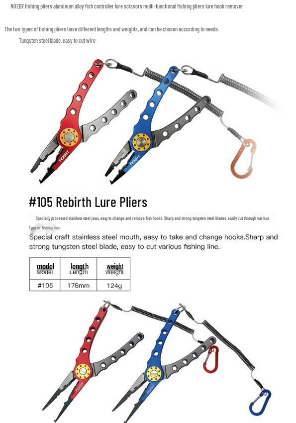 Rebirth PLUS Aluminum Alloy Multifunctional Fishing Pliers - Ring Opener, Line Cutter, and Fish Control Tool for Saltwater Fishing